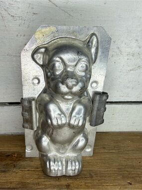 Antique TIN- Double Hinged CHOCOLATE MOLD Standing TEDDY BEAR, Cute Ears